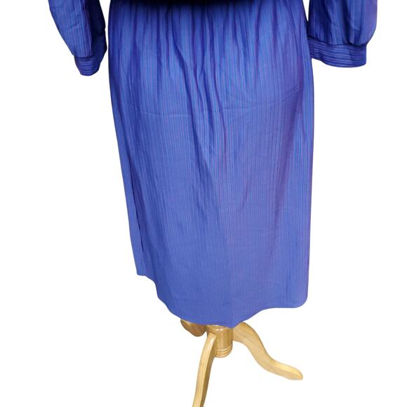 Vintage New Division Blue Red Stripe Belted Shirt Dress Day Dress Size 9 / 10 - Picture 13 of 16